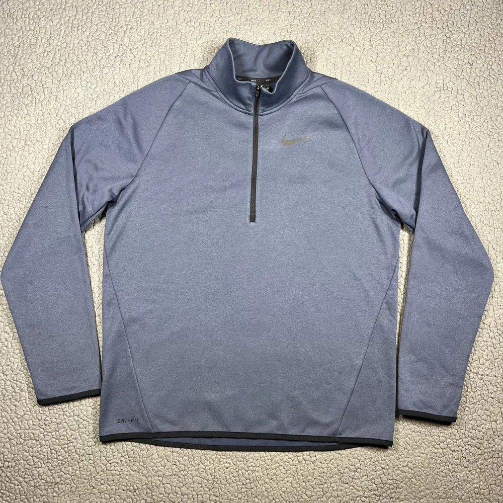 Nike Dri-FIT Mens Quarter Zip Pullover Fleece Blue 932041-471 Medium